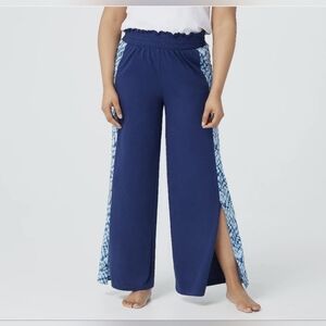 AnyBody 100% Cotton Shibori Wide Leg Pants Deep Twilight Size Medium
